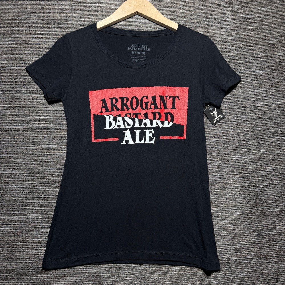 Stone Brewing T-Shirt Women Medium Black SS Arrogant Bastard Ale Beer Tee